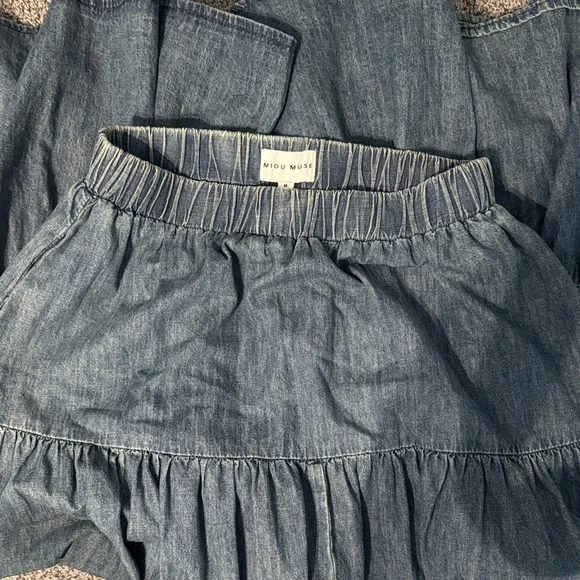 Milou Muse Denim Tiered Maxi Skirt - Blue - Picture 2 of 6